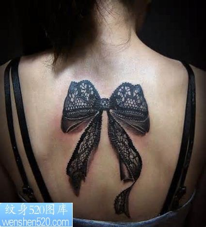 点击大图看下一张：3D纹身蝴蝶结纹身图案