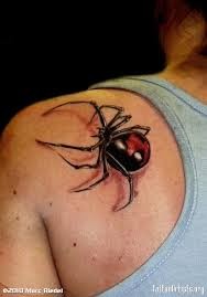 点击大图看下一张：肩部漂亮逼真的蜘蛛纹身图4