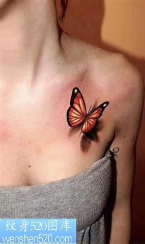 点击大图看下一张：唯美的蝴蝶纹身图案