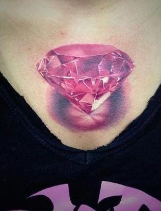 点击大图看下一张：胸口红色钻石纹身图案图案