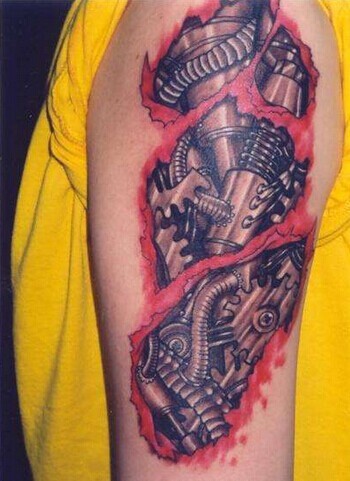 点击大图看下一张：炫酷霸气的机械臂纹身图6
