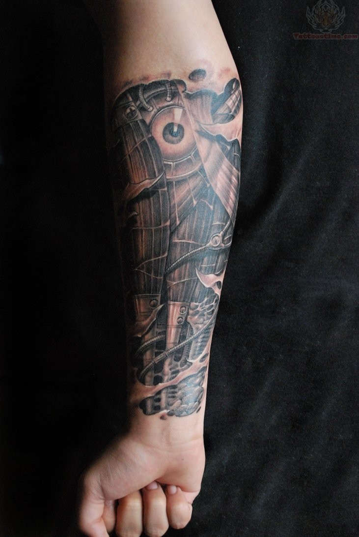 点击大图看下一张：炫酷霸气的机械臂纹身图5