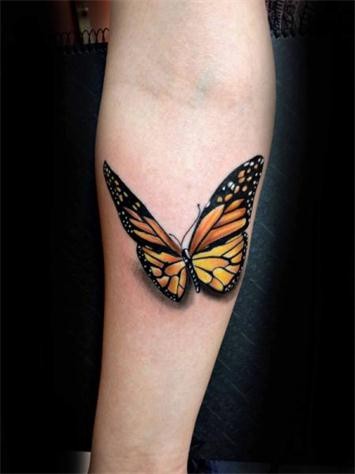 点击大图看下一张：手臂上一只漂亮的蝴蝶纹身