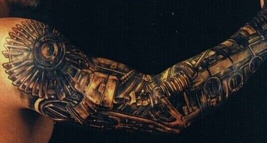 点击大图看下一张：超级霸气的机械花臂纹身图2