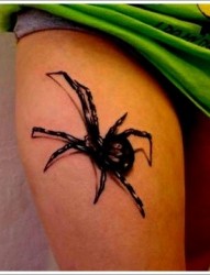 大腿部个性的蜘蛛纹身
