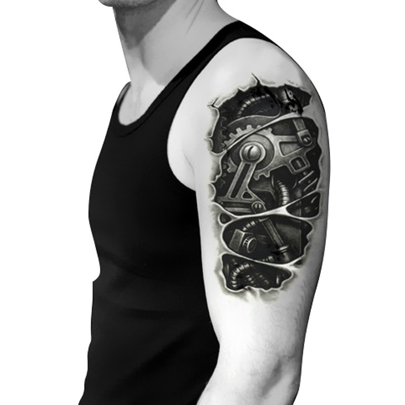 点击大图看下一张：超级炫酷的手臂机械纹身图2