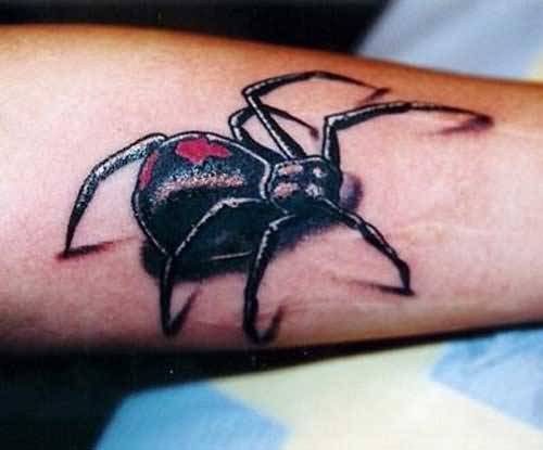 点击大图看下一张：手臂上非常逼真的蜘蛛纹身图2