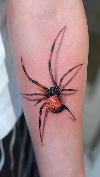 点击大图看下一张：手臂上非常逼真的蜘蛛纹身图5