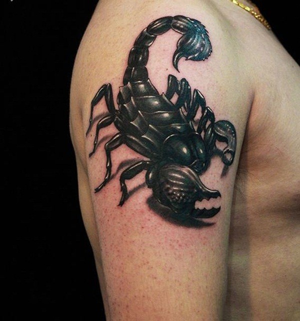 点击大图看下一张：手臂个性逼真的蝎子纹身图3