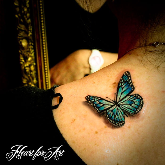 点击大图看下一张：漂亮唯美3d蝴蝶纹身