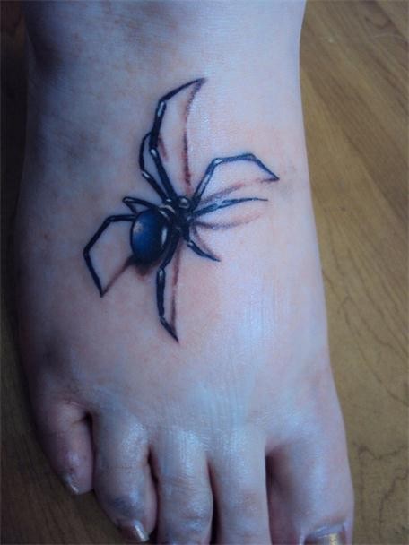 点击大图看下一张：脚背时尚的蜘蛛纹身图3