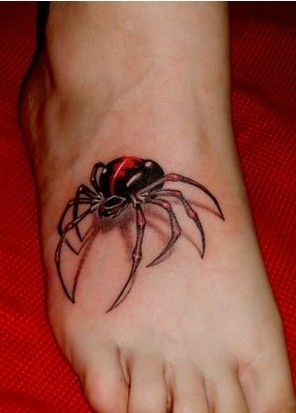点击大图看下一张：脚背时尚的蜘蛛纹身图2