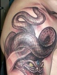 手臂上一条逼真的蛇纹身(很有个性的哦）