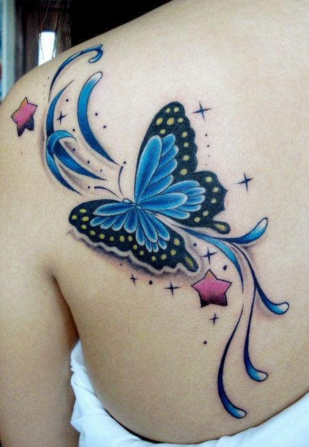 点击大图看下一张：女生们喜爱的蝴蝶纹身