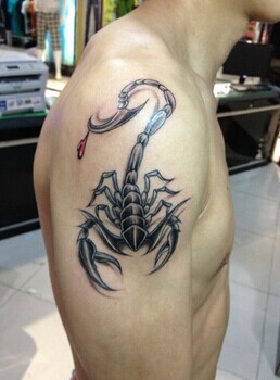 点击大图看下一张：胳膊上逼真的蝎子纹身图5