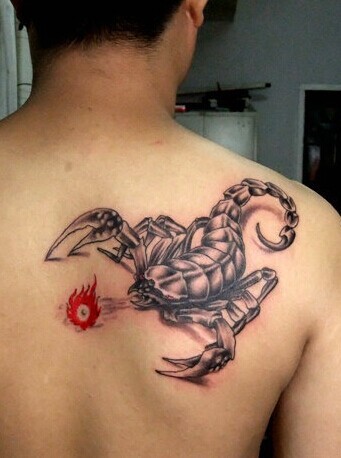 点击大图看下一张：个性逼真的蝎子纹身