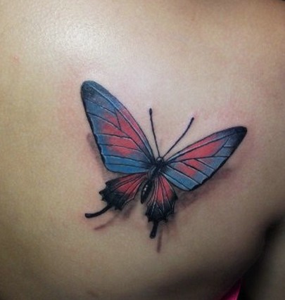 点击大图看下一张：肩部一只漂亮的蝴蝶刺青图2