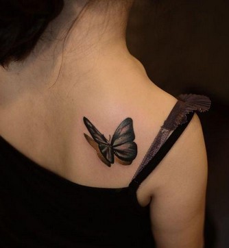 点击大图看下一张：肩部一只漂亮的蝴蝶刺青图6