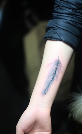 点击大图看下一张:超唯美的手臂羽毛纹身图6