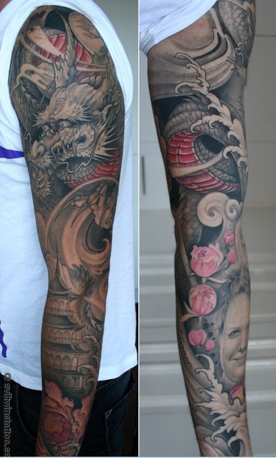 点击大图看下一张:一组及其富有个性的人物花臂纹身图案