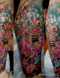 男女超个性小丑炫彩纹身图案