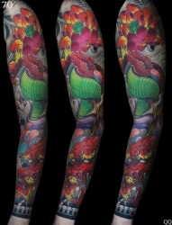 色彩斑斓的龙花臂纹身图案
