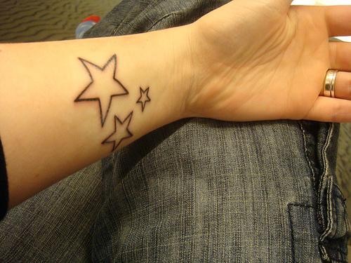 点击大图看下一张：手腕处漂亮的星星刺青图案