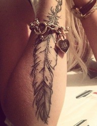 女性手臂唯美漂亮的羽毛纹身