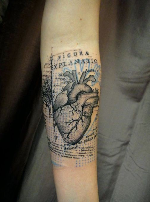 点击大图看下一张：手臂上个性十足的心脏纹身