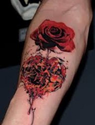 手臂个性的玫瑰纹身