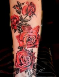 手臂漂亮的玫瑰纹身