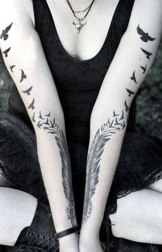 点击大图看下一张：美女手臂个性大雁纷飞刺青