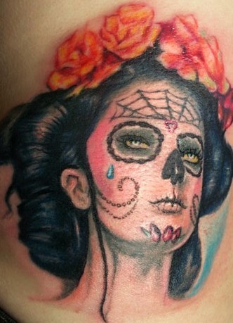 点击大图看下一张：花面古代美女纹身图片