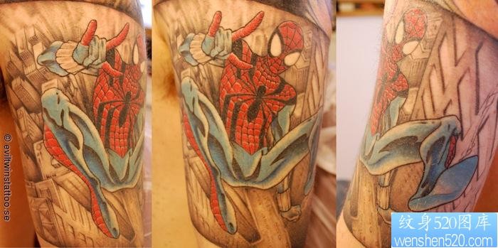 点击大图看下一张：手臂蜘蛛侠纹身图片作品（tattoo)