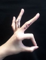 女孩子手指五角星字母纹身图片