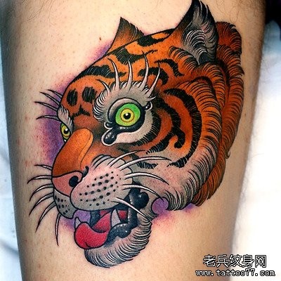 点击大图看下一张：为喜欢纹身的朋友推荐一幅老虎纹身图片