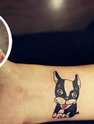纹身520图库推荐一幅手腕小狗纹身图片