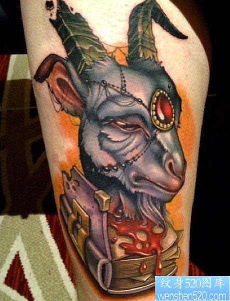 点击大图看下一张：一幅胳膊school风格羚羊纹身图片