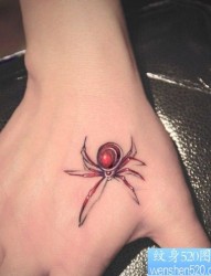 一幅手部蜘蛛刺青图片