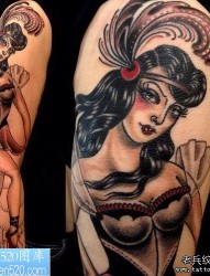 一幅手臂人物女郎纹身作品
