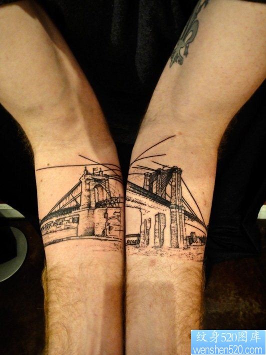 点击大图看下一张：手部之特别风格大桥纹身图案