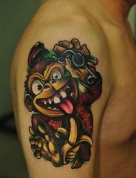 一幅胳膊猴子纹身图案