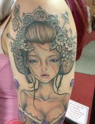 女性胳膊艺妓纹身图案