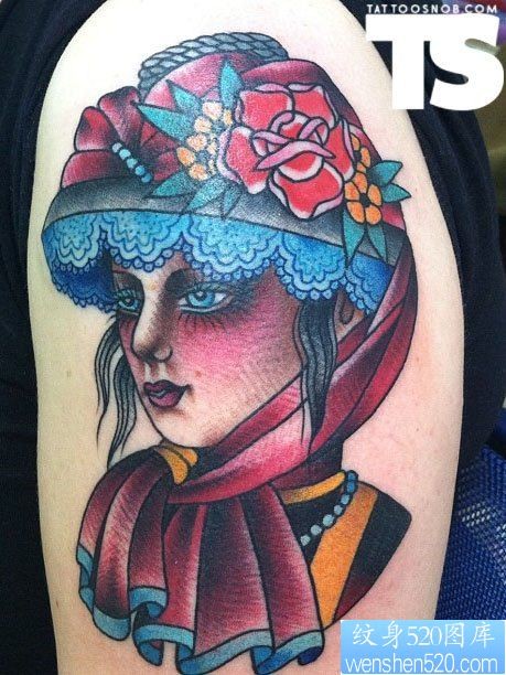 点击大图看下一张:胳膊一款个性美女纹身图案