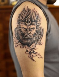 大臂猴子纹身图案