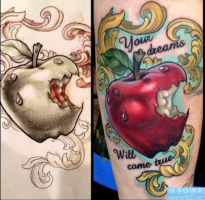 点击大图看下一张：手臂毒苹果纹身图案