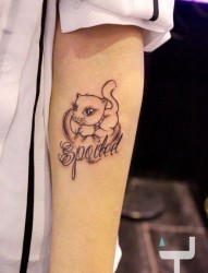 手臂猫咪字母纹身图案