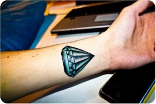 点击大图看下一张：手腕处一颗超闪的钻石纹身图3