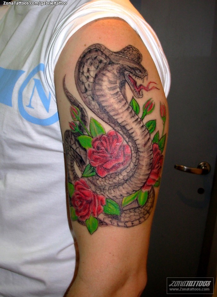 点击大图看下一张：手臂上一款帅气的蛇纹身图2