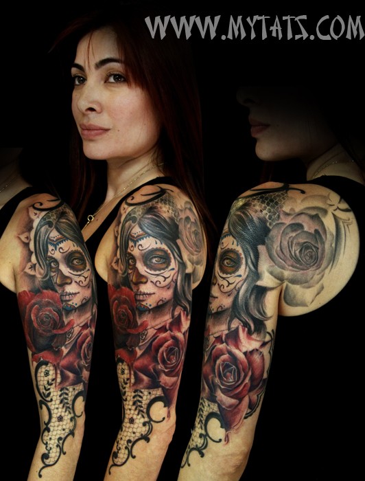 点击大图看下一张：纹身艺术家露西手臂纹身佳作图3